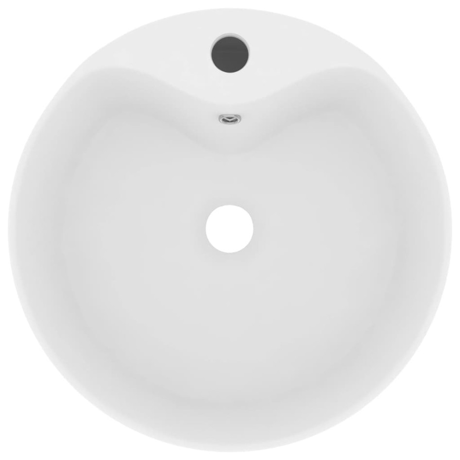 Lavabo lujo con rebosadero cerámica blanco mate 36x13