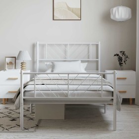Estructura cama sin colchón con estribo metal blanco 100x200
