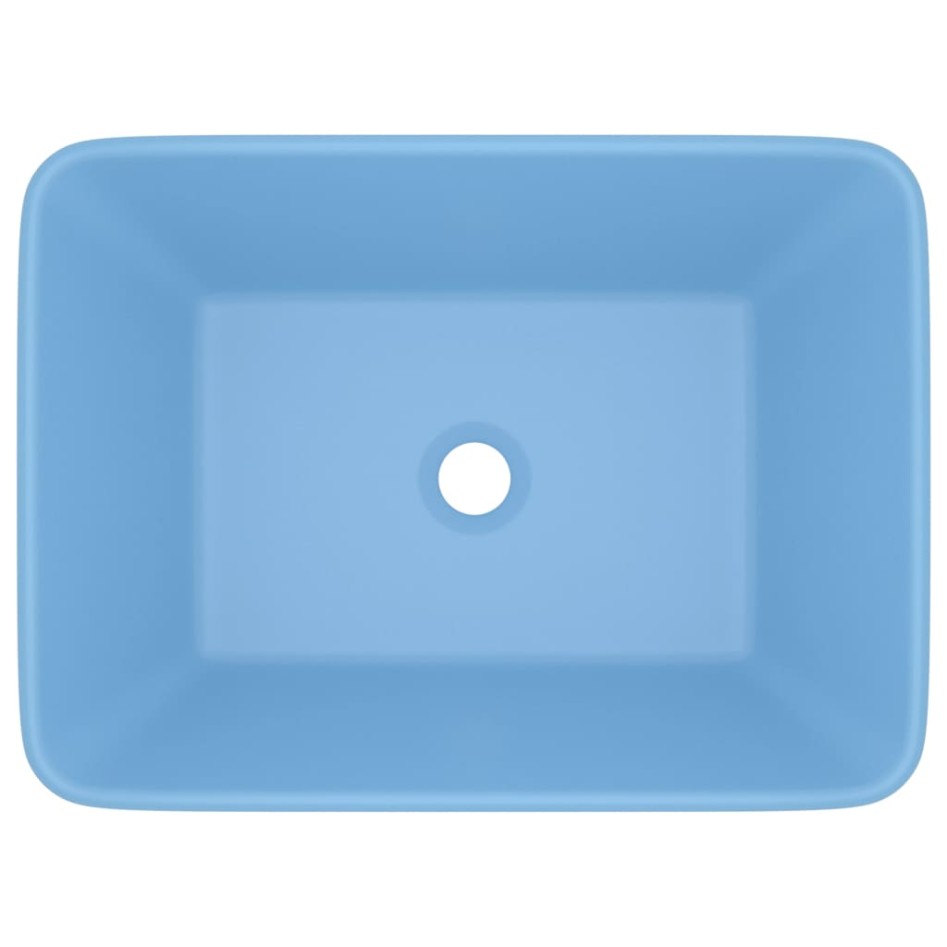 Lavabo de lujo de cerámica azul claro mate 41x30x12