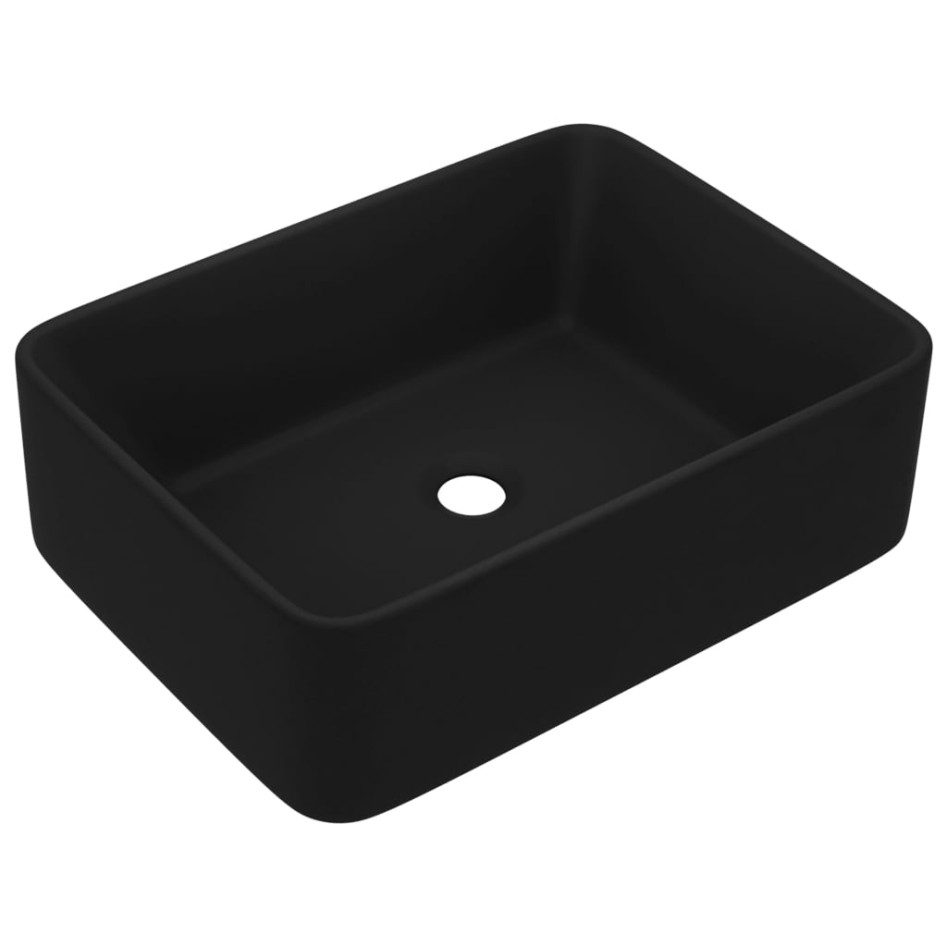 Lavabo de lujo de cerámica negro mate 41x30x12