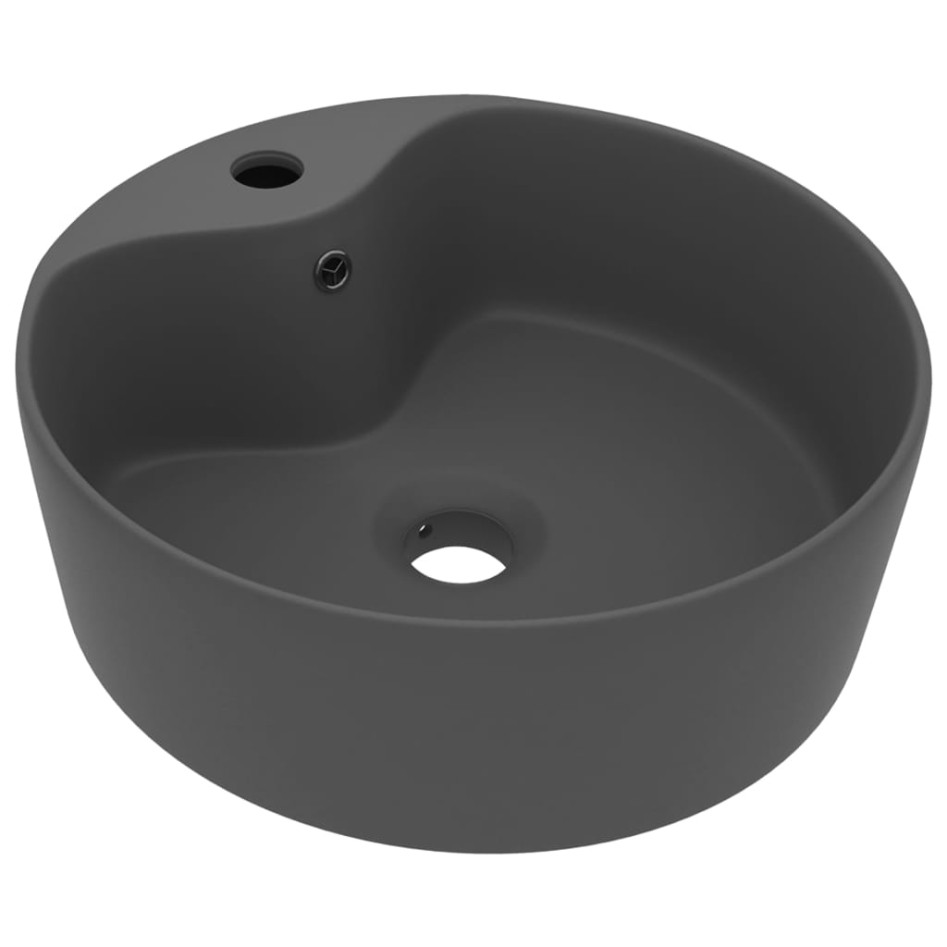 Lavabo lujoso con rebosadero cerámica gris oscuro mate 36x13