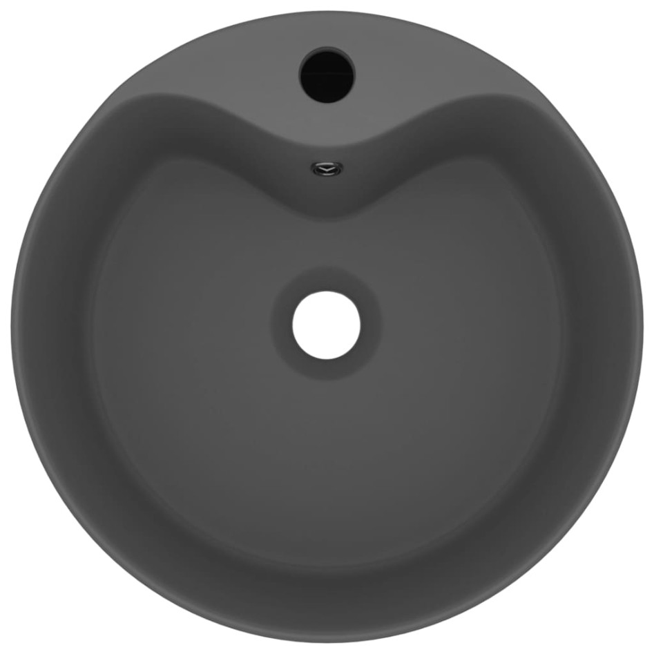 Lavabo lujoso con rebosadero cerámica gris oscuro mate 36x13