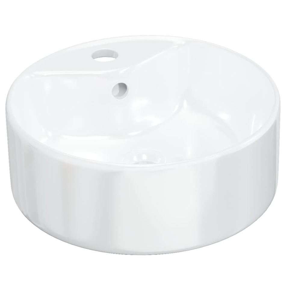 Lavabo redondo de cerámica blanco 40x14,5