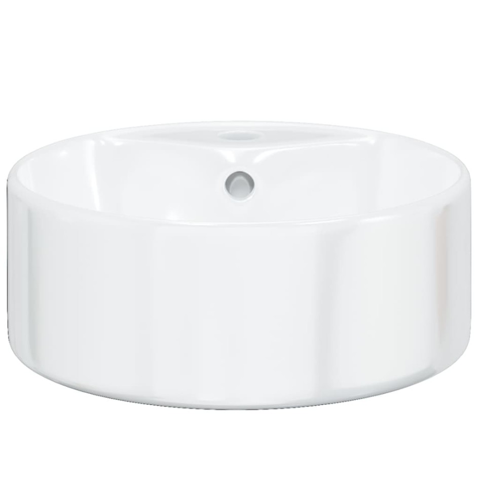 Lavabo redondo de cerámica blanco 40x14,5
