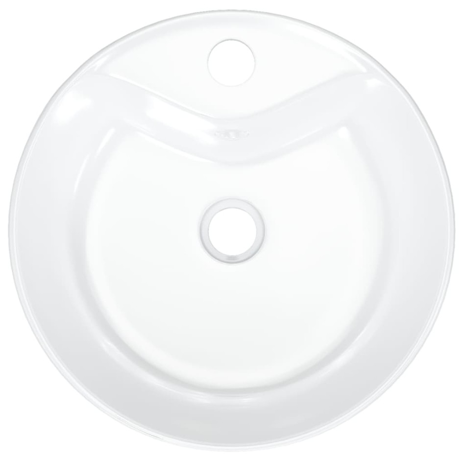Lavabo redondo de cerámica blanco 40x14,5