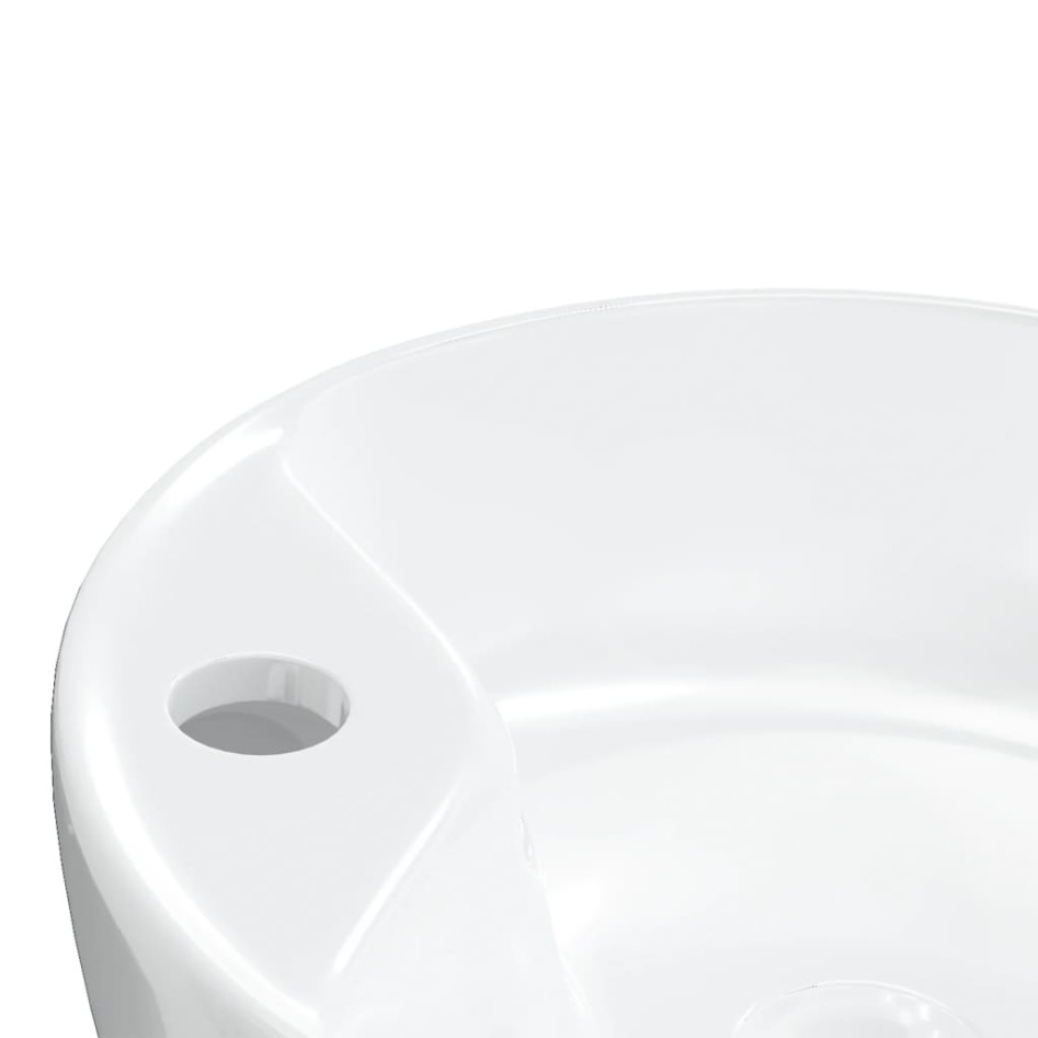Lavabo redondo de cerámica blanco 40x14,5