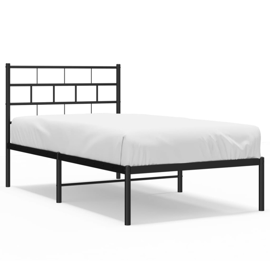 Estructura cama sin colchón con cabecero metal negro 90x190