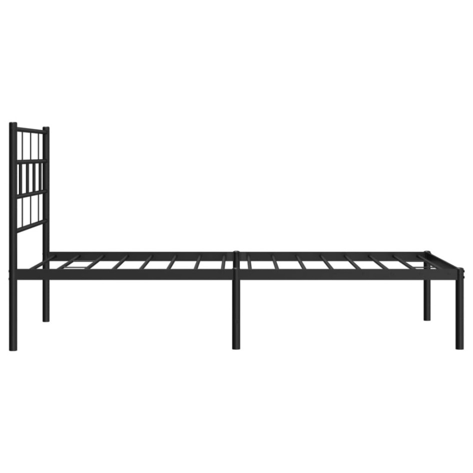 Estructura cama sin colchón con cabecero metal negro 90x190