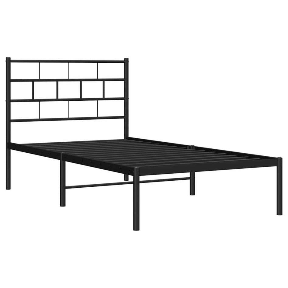 Estructura cama sin colchón con cabecero metal negro 100x190