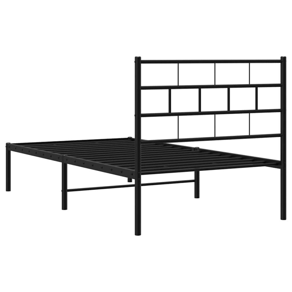 Estructura cama sin colchón con cabecero metal negro 100x190