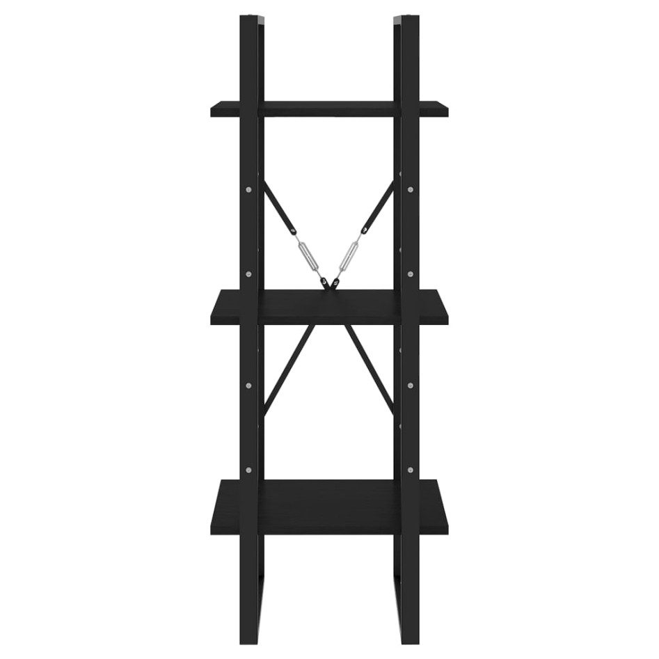 Estantería de 3 niveles madera maciza pino negro 40x30x105