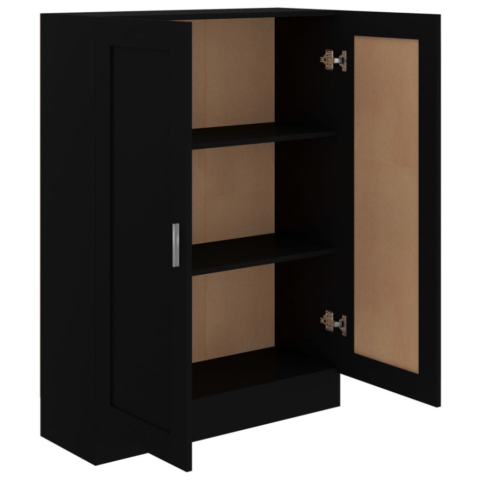 Armario de libros madera contrachapada negro 82,5x30,5x115