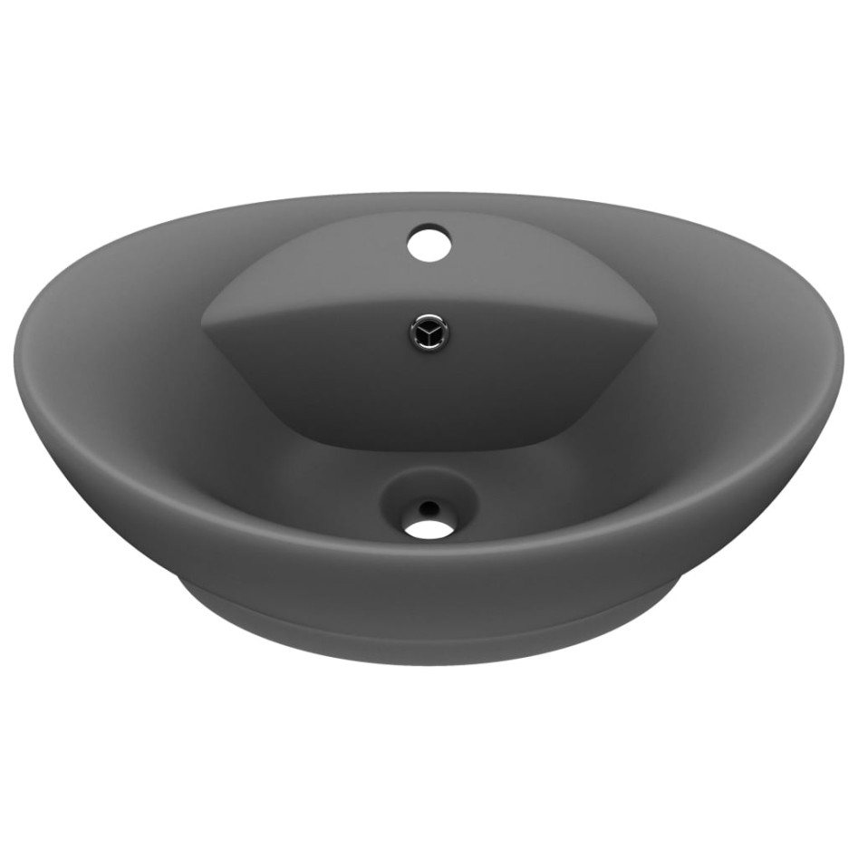 Lavabo lujoso con rebosadero cerámica gris oscuro 58,5x39