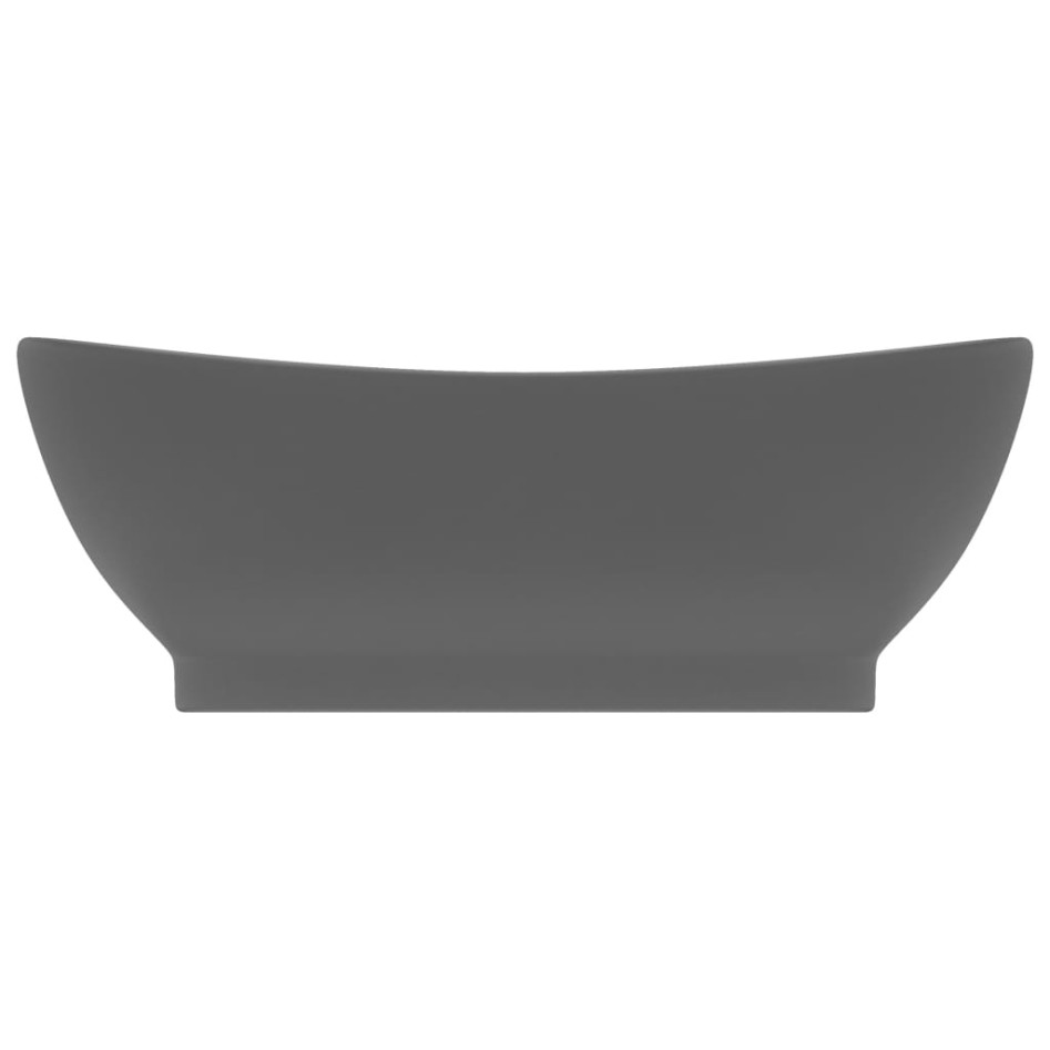 Lavabo lujoso con rebosadero cerámica gris oscuro 58,5x39