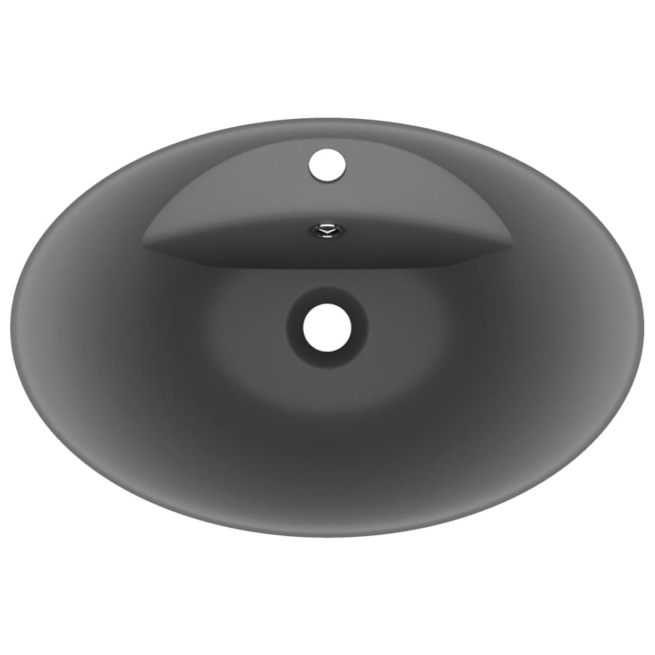 Lavabo lujoso con rebosadero cerámica gris oscuro 58,5x39