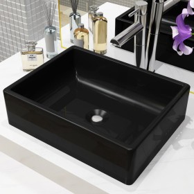 Lavabo de cerámica rectangular negro 41x30x12