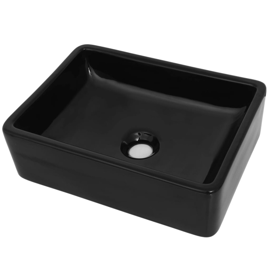 Lavabo de cerámica rectangular negro 41x30x12