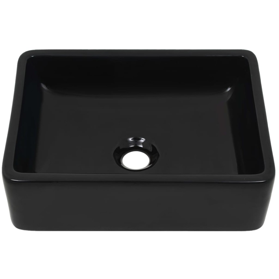 Lavabo de cerámica rectangular negro 41x30x12