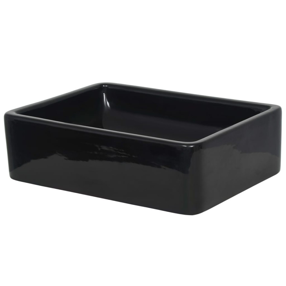 Lavabo de cerámica rectangular negro 41x30x12