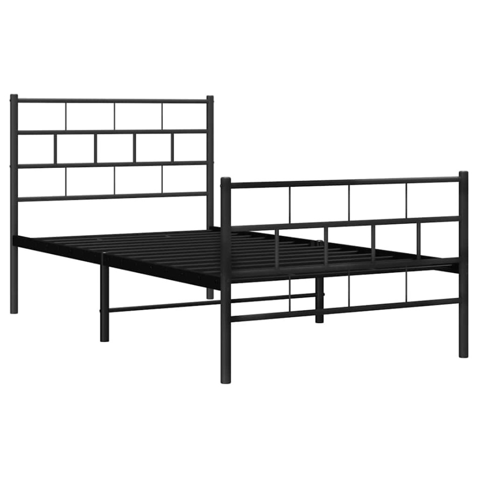 Estructura cama sin colchón con estribo metal negro 100x200