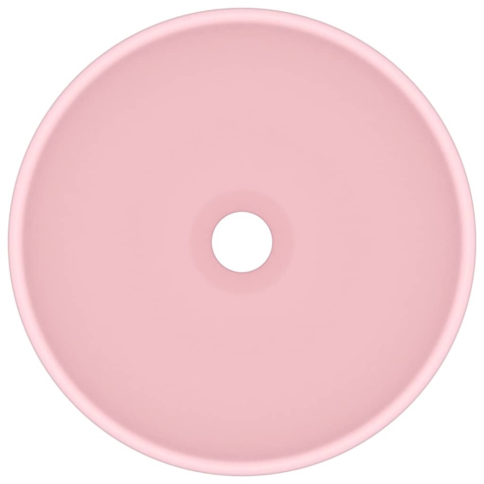 Lavabo de lujo redondo cerámica rosa mate 32,5x14