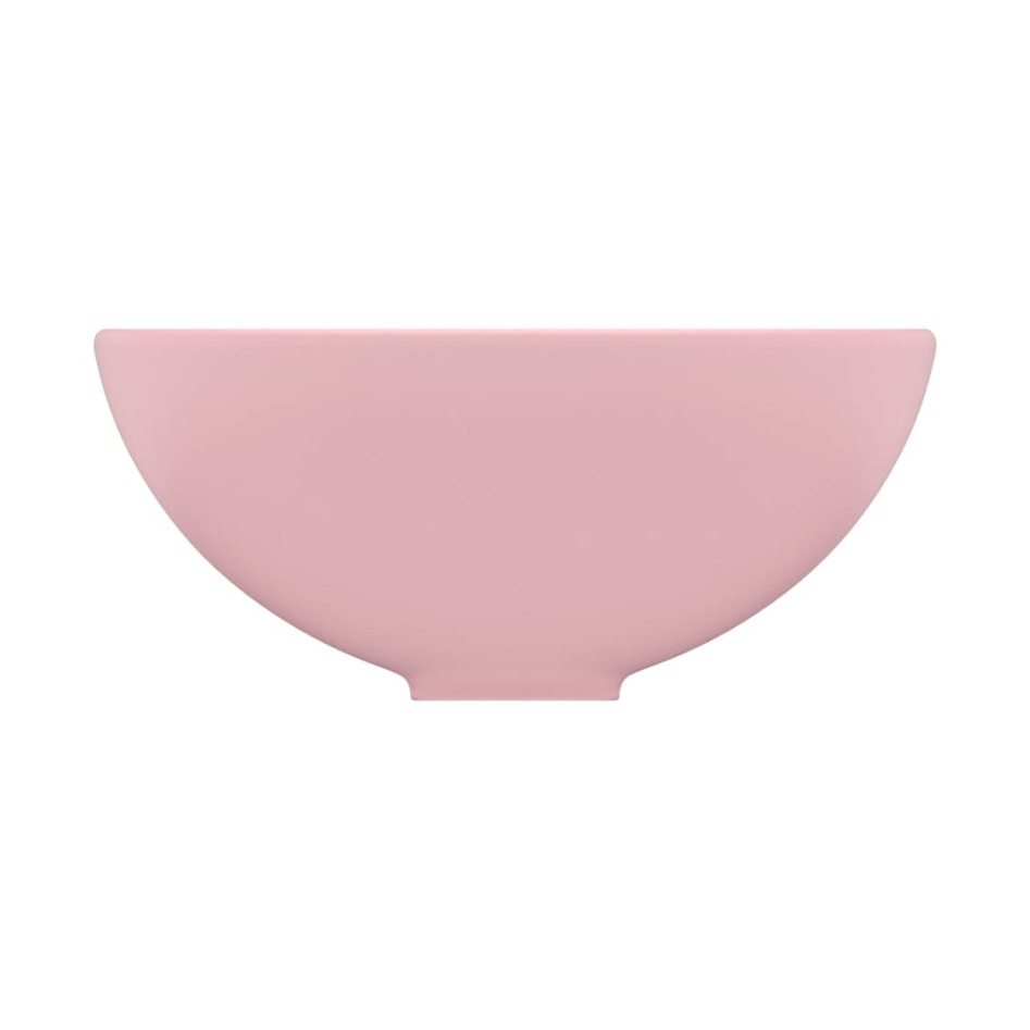 Lavabo de lujo redondo cerámica rosa mate 32,5x14