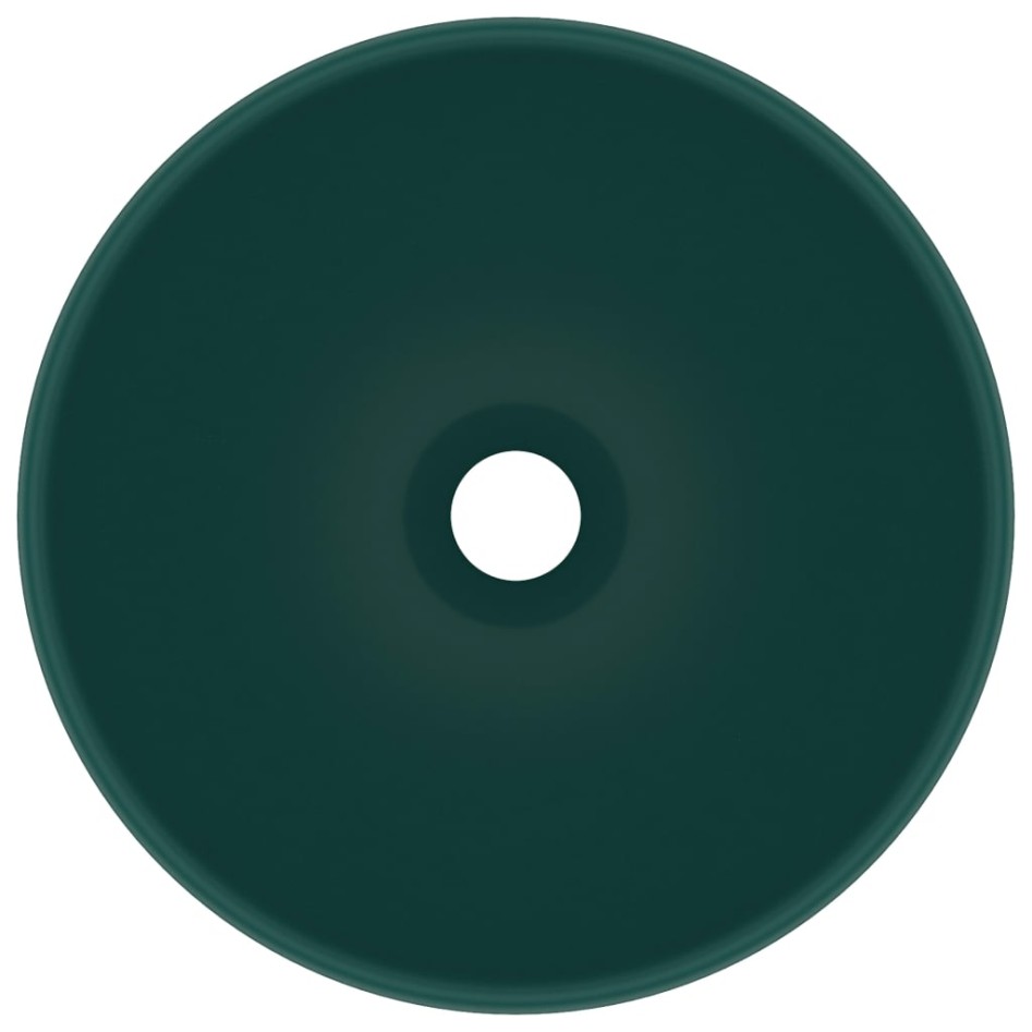 Lavabo de lujo redondo cerámica verde oscuro mate 32,5x14