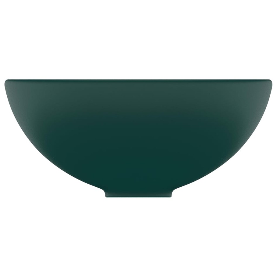 Lavabo de lujo redondo cerámica verde oscuro mate 32,5x14