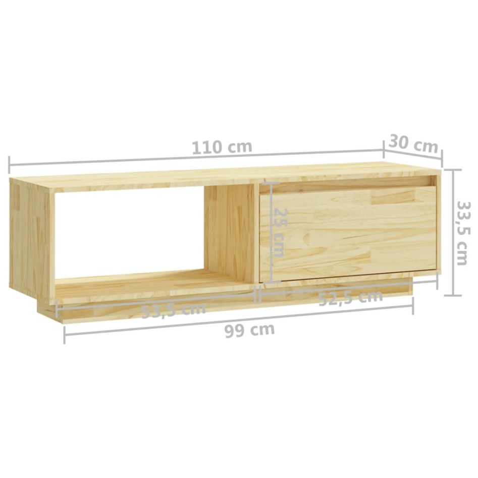 Mueble de TV de madera maciza de pino 110x30x33,5