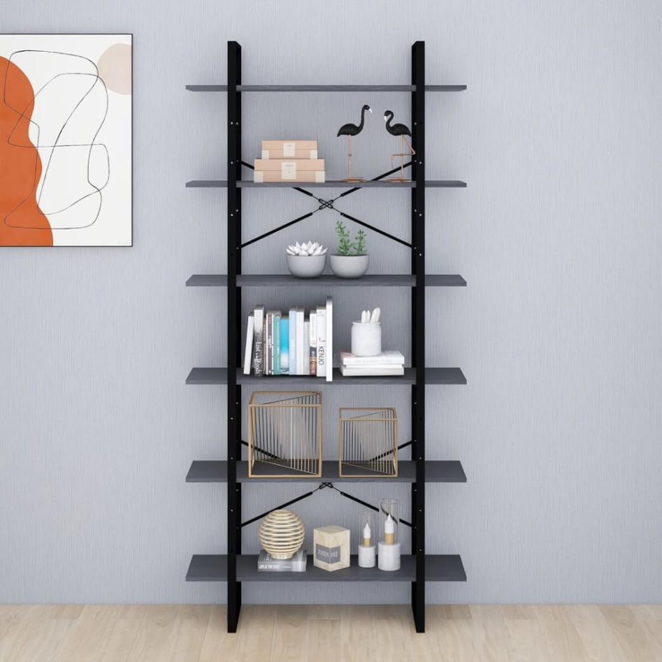 Armario alto madera maciza de pino gris 100x30x210