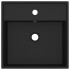 Lavabo lujoso cuadrado rebosadero cerámica negro mate 41x41