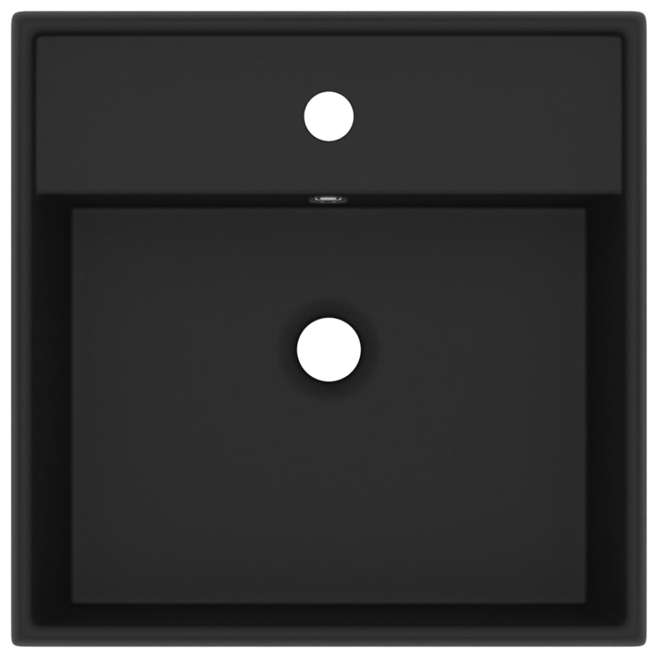 Lavabo lujoso cuadrado rebosadero cerámica negro mate 41x41