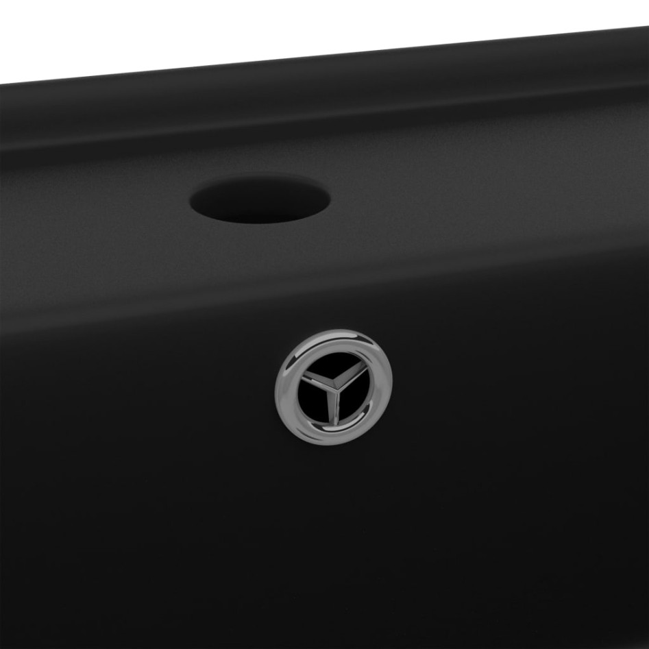 Lavabo lujoso cuadrado rebosadero cerámica negro mate 41x41