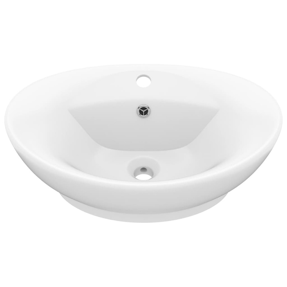 Lavabo lujoso con rebosadero  cerámica blanco mate 58,5x39