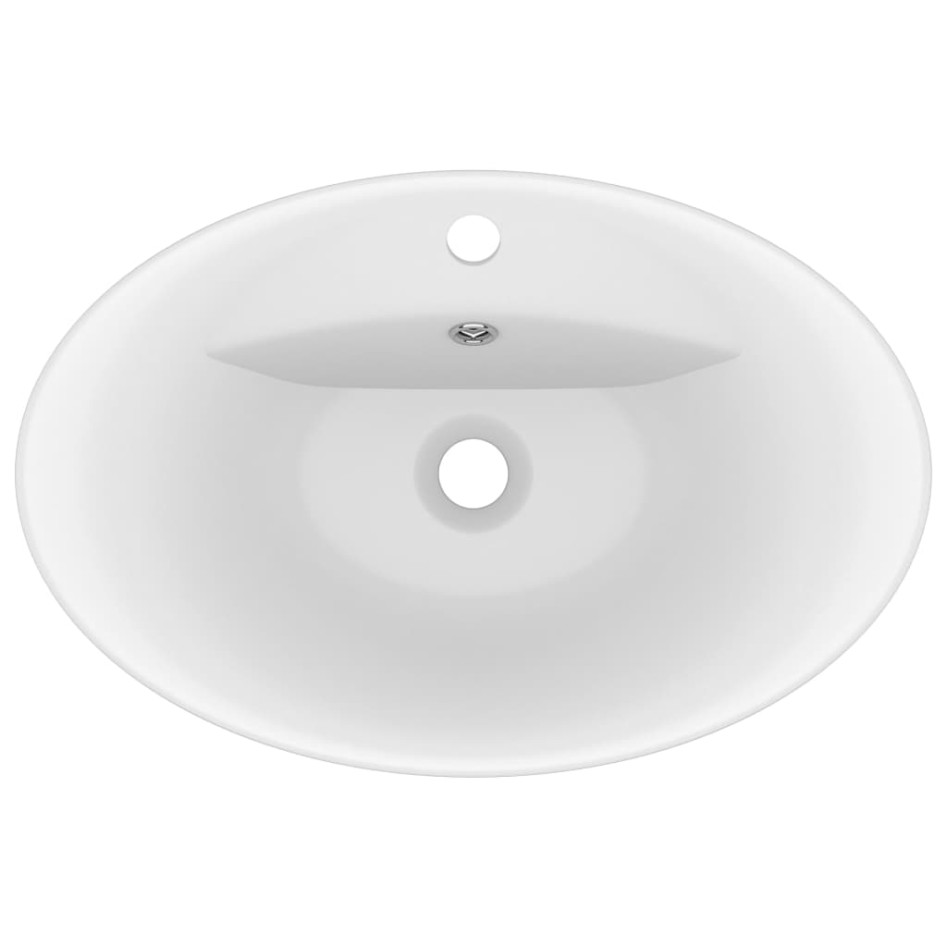 Lavabo lujoso con rebosadero  cerámica blanco mate 58,5x39