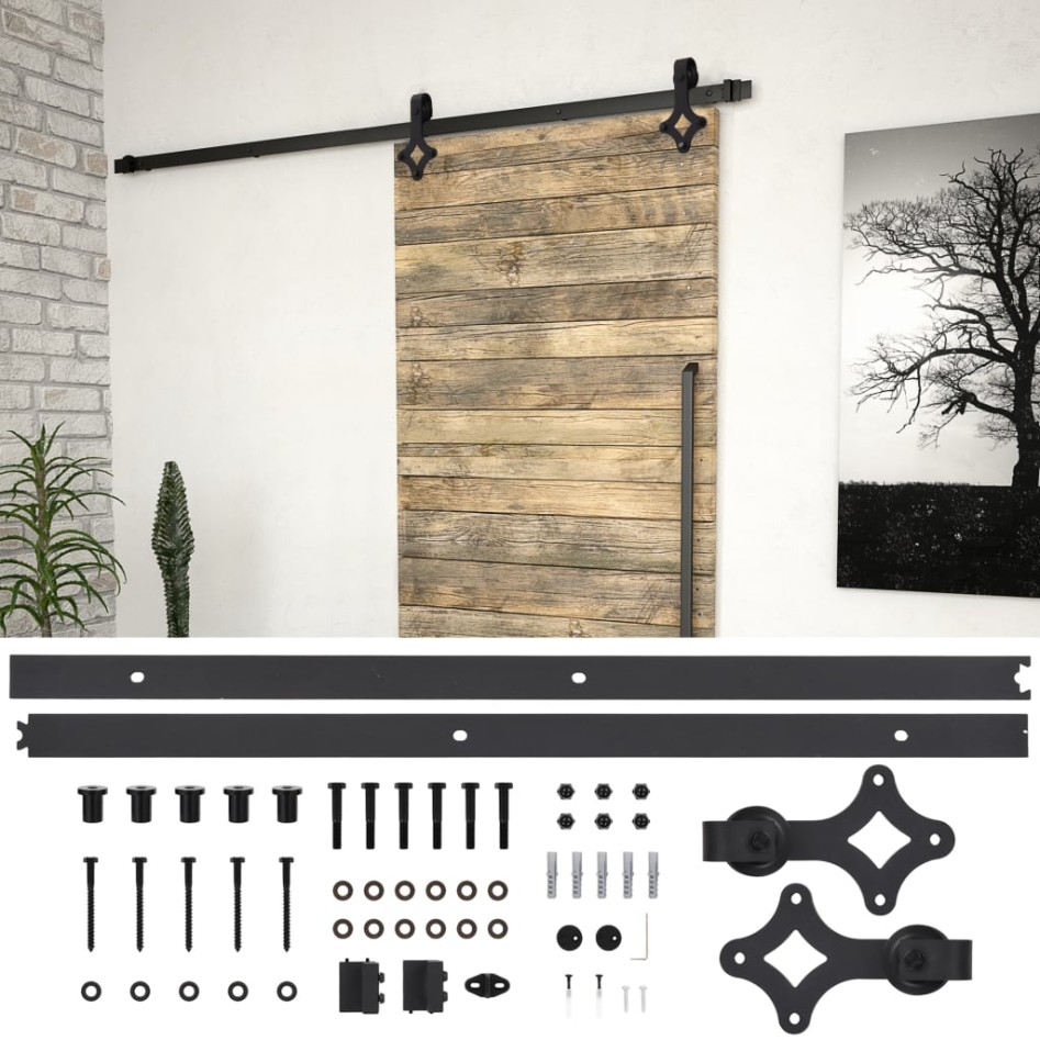 Kit de herrajes para puertas correderas SKIEN acero negro