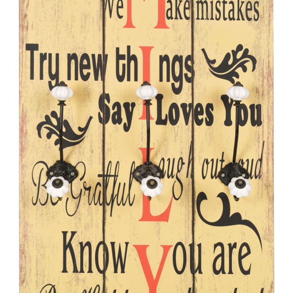 Perchero de pared FAMILY con 6 ganchos 120x40