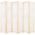 Biombo divisor de 6 paneles de tela color crema 240x170x4