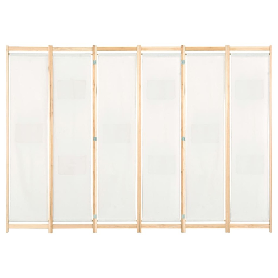 Biombo divisor de 6 paneles de tela color crema 240x170x4