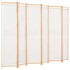 Biombo divisor de 6 paneles de tela color crema 240x170x4