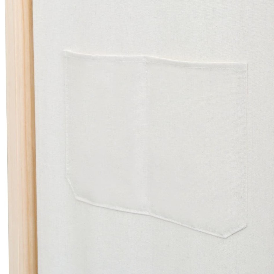 Biombo divisor de 6 paneles de tela color crema 240x170x4