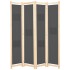 Biombo divisor de 4 paneles de tela gris 160x170x4