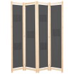 Biombo divisor de 4 paneles de tela gris 160x170x4 cm
