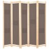 Biombo divisor de 5 paneles de tela marrón 200x170x4