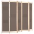 Biombo divisor de 5 paneles de tela marrón 200x170x4