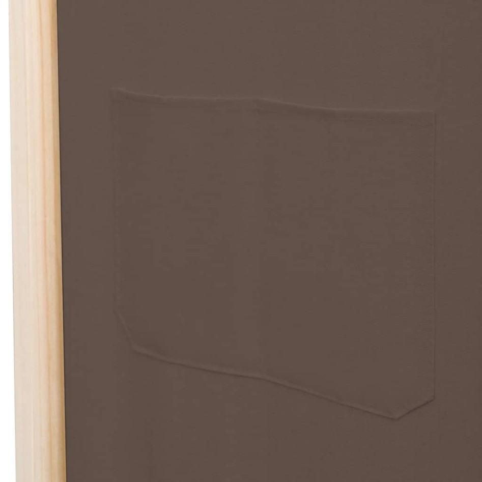 Biombo divisor de 5 paneles de tela marrón 200x170x4