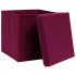 Caja de almacenaje con tapa 10 uds tela rojo oscuro 32x32x32