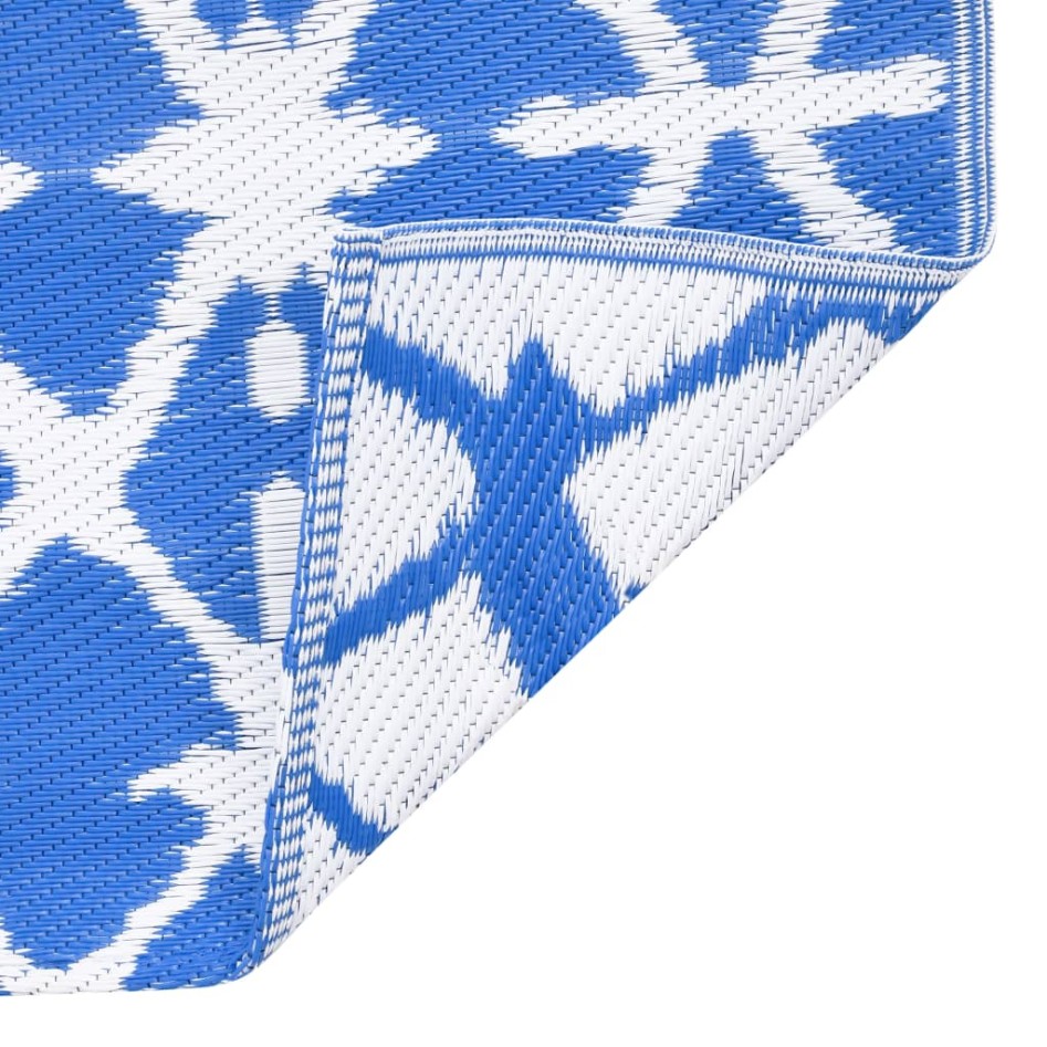 Alfombra de exterior ARAKIL azul y blanca 190x290 cm