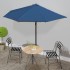 Sombrilla balcón semicircular palo aluminio azul 300x155x223