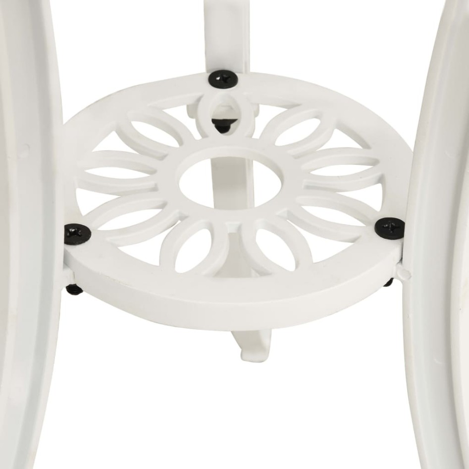 Mesa de jardín aluminio fundido blanco 62x62x65